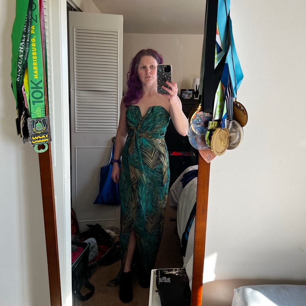 TFNC | Palm Print Layla Chiffon Maxi Dress